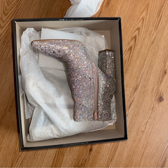 Betsey Johnson Silver Glitter Ankle Booties - Picture 2 of 5